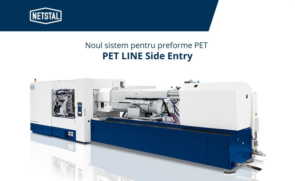 NETSTAL prezintă noua linie mașini de injecție pentru producția preformelor PET cu eliminare laterală - PET-LINE Side-Entry